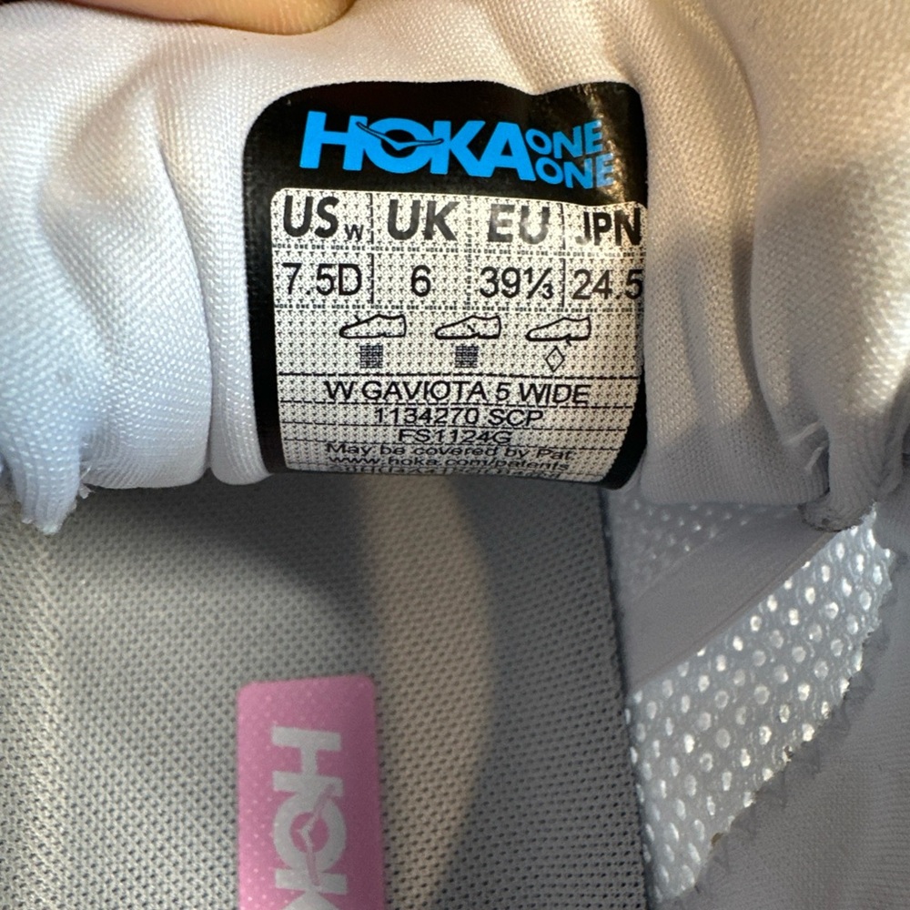 Hoka White Athletic Shoes with Pink Heel Loop - Picture 12 of 16